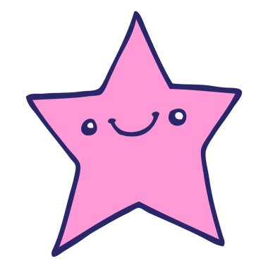 Parlak neon renkli mutlu çizgi film yıldızı