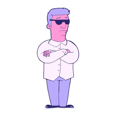 çizgi film güvenlik elemanı parlak neon renkli.