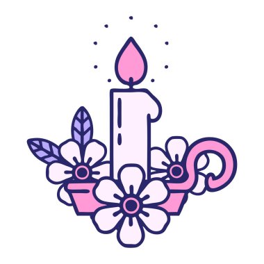 Parlak neon renkli mum tutacağının ikonik dövme biçimi