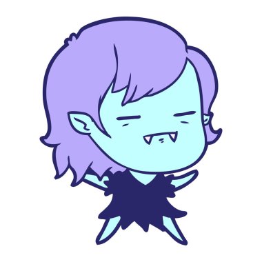 Parlak neon renkli ölümsüz vampir kız çizgi filmi