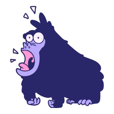 çizgi film parlak neon renkli goril diye bağırıyor.