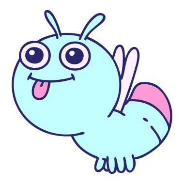 parlak neon renkli sevimli bir böceğin çizgi filmi