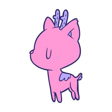 Parlak neon renkli şirin çizgi film geyiği.