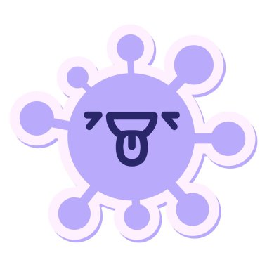 Parlak neon renkli mutlu soluyan virüs etiketi