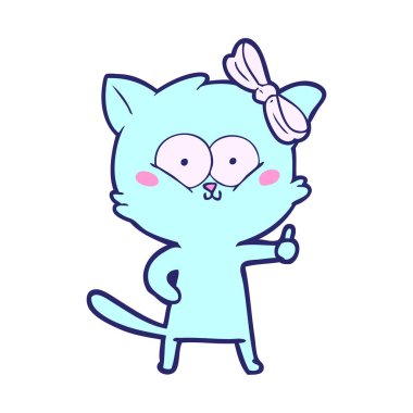 parlak neon renkli çizgi film kedisi