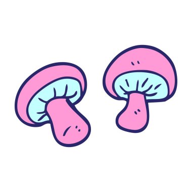 karikatür mantarları parlak neon rengi