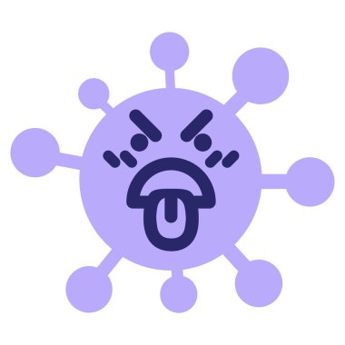 Tiksinmiş virüs parlak neon renginde bir dille dışarı çıkıyor.