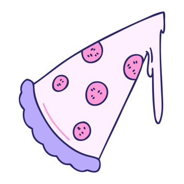 El çizimi, parlak neon renkli, tuhaf bir pizza dilimi.