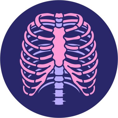 Parlak neon renkli göğüs kafesinin ikonik dövme görüntüsü