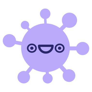 Parlak neon renginde mutlu bir virüs.