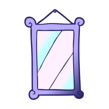 karikatür çerçeveli parlak neon renkli eski ayna