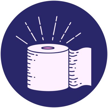 Parlak neon renkli dövme tarzı tuvalet kağıdının simgesi