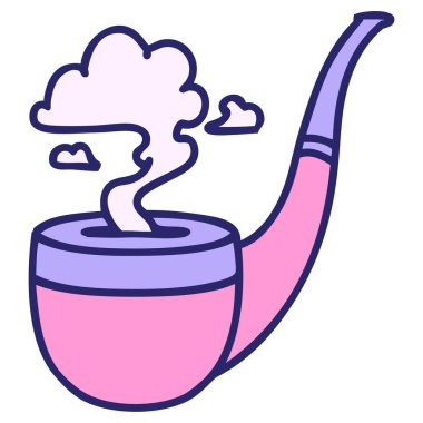 Parlak neon renkli sigara içen pipo simgesi