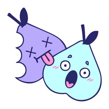 Parlak neon renkli armut karikatürü.