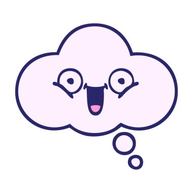 Parlak neon renkli bir düşünce baloncuğu karikatürü.