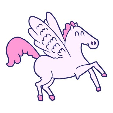 çizgi film kanatlı parlak neon renkli at