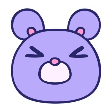 Parlak neon renginde el çizimi garip çizgi film fare yüzü