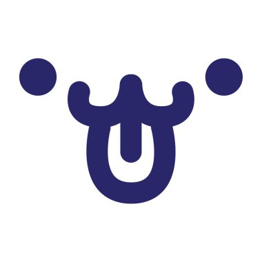 Parlak neon renkli basit bir evcil hayvan yüzü simgesi