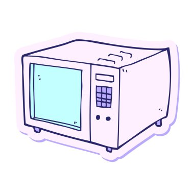 Parlak neon renkli bir çizgi film mikrodalga etiketi.