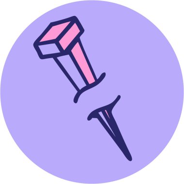 Parlak neon renkli demir çivinin ikonik dövme şekli