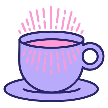 Parlak neon renkli kahve fincanının ikonik dövme şekli