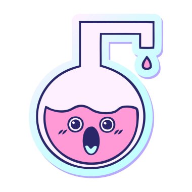 Parlak neon renkli şirin bir çizgi film deneyinin çıkartması.