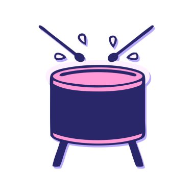 Parlak neon renkli şirin bir davulun çıkartması.