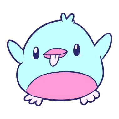 Parlak neon renkli sevimli penguen çizgi filmi