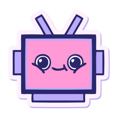 Parlak neon renkli şirin bir robot kafasının çıkartması