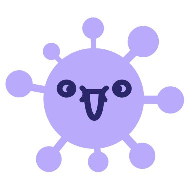 Parlak neon renkli sevimli, şaşı gözlü bir virüs.