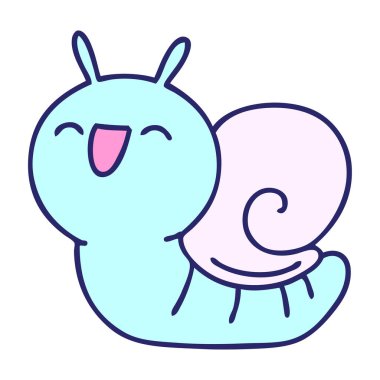 parlak neon renkli şirin bir salyangoz karikatürü