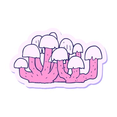 Parlak neon renkli bir mantar çıkartması.