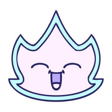 Parlak neon renkli şirin bir ateş karikatürü.