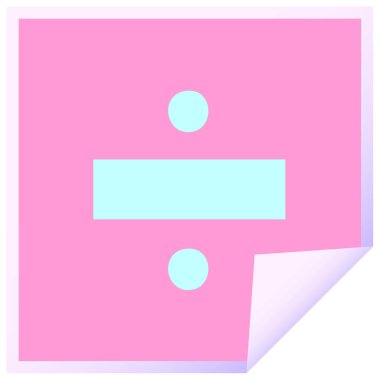 Parlak neon renkli bir bölme sembolünün kare soyma etiketi