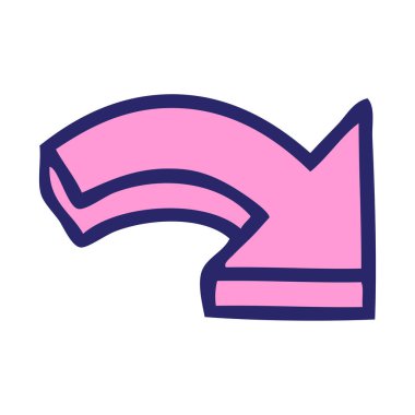 Parlak neon renkli işaret eden okun sevimli çizgi filmi