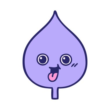 Parlak neon renkli dışavurumsal yaprağın sevimli karikatürü