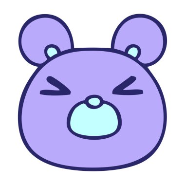 Parlak neon renkli el çizimi garip çizgi film ayı yüzü