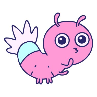 parlak neon renkli sevimli bir böceğin çizgi filmi