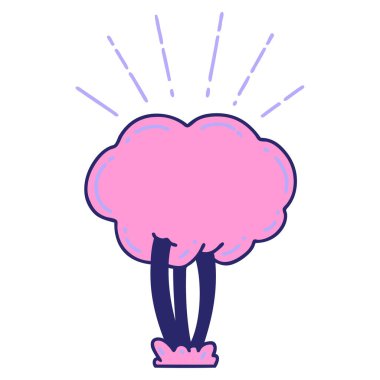 Parlak neon renkli geleneksel dövme ağacının çizimi