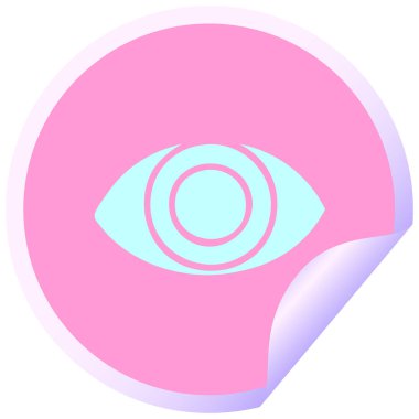 Parlak neon renkli bir gözün dairesel kabuk soyma çıkartması.