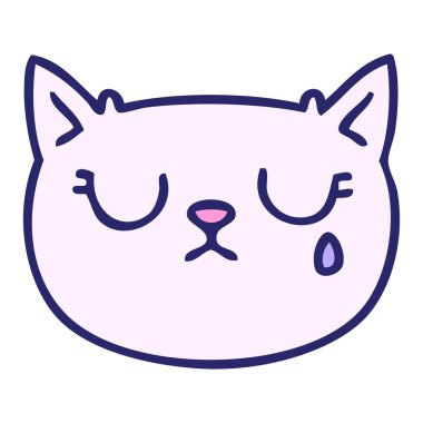 El çizimi garip çizgi film ağlayan parlak neon renkli kedi