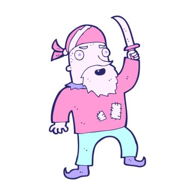 parlak neon renkli çizgi film korsanı