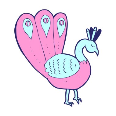 parlak neon renkli çizgi film tavus kuşu