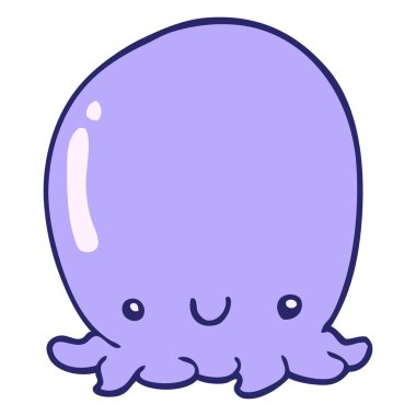 Parlak neon renkli şirin ahtapot çizgi filmi.