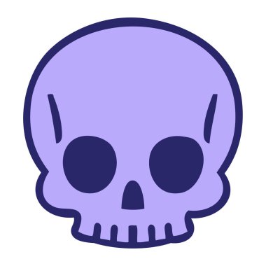 Parlak neon renkli el çizimi tuhaf bir kafatası.