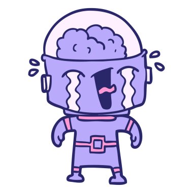 çizgi film ağlayan robot parlak neon renkli