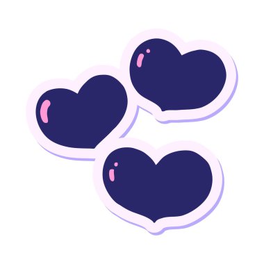 Bir karikatür çıkartması Parlak neon renkli aşk kalpleri