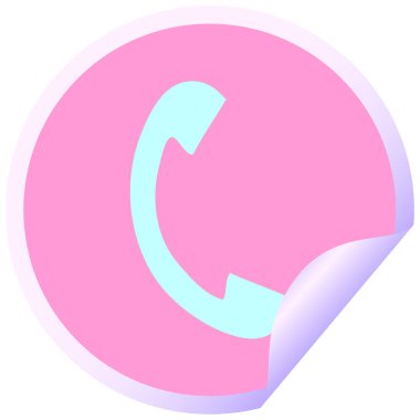 Parlak neon renkli bir telefon ahizesinin dairesel kabuk soyucu karikatürü