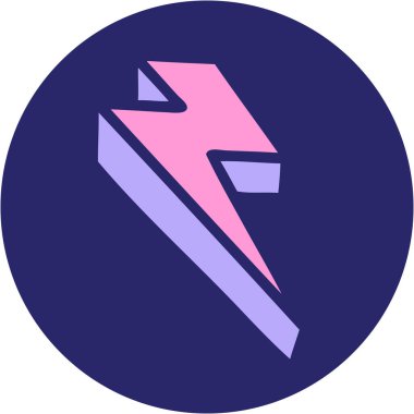 Parlak neon rengi yıldırımın ikonik dövme tarzı görüntüsü