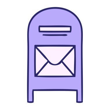 Parlak neon renkli şirin bir posta kutusu karikatürü